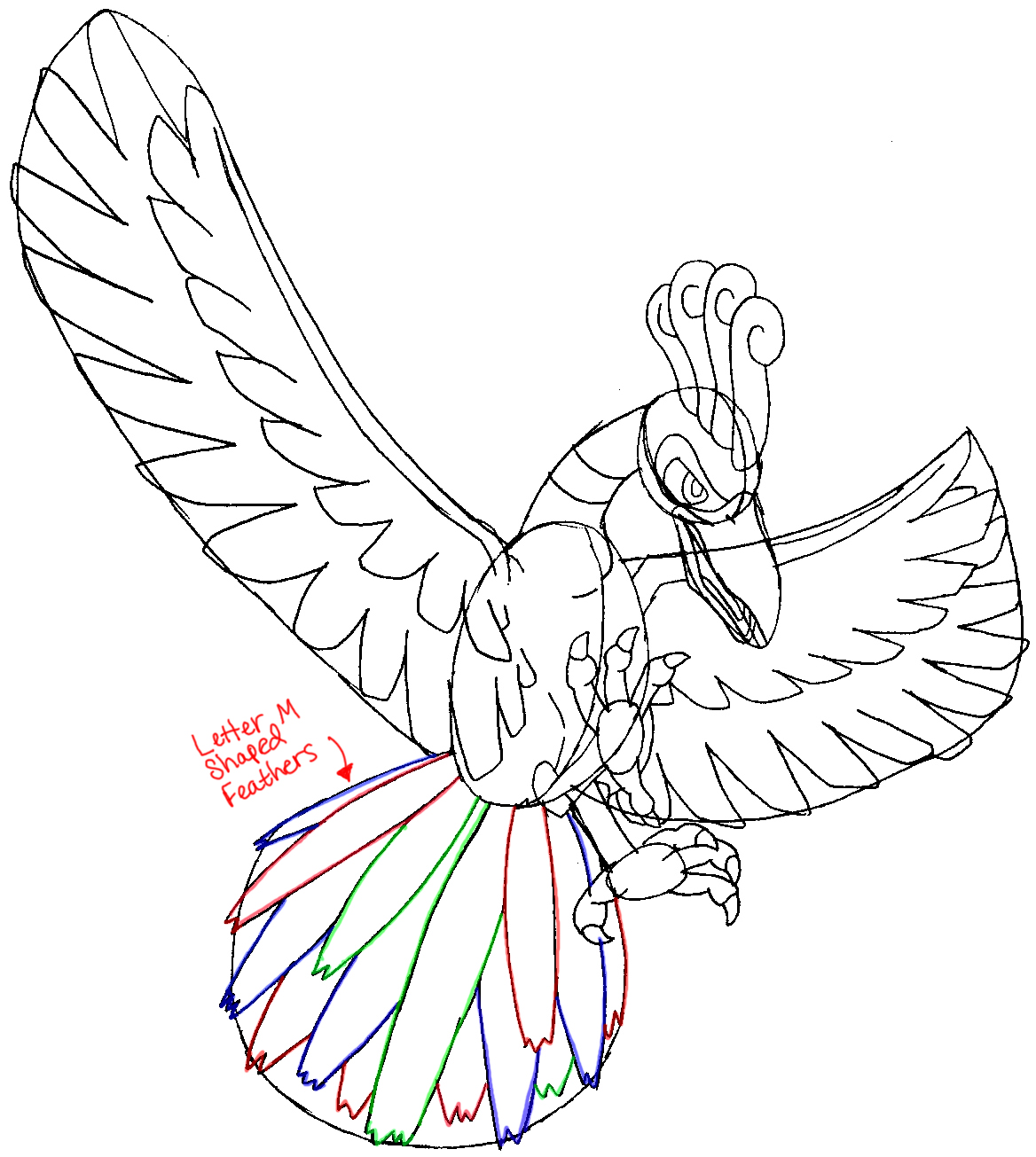 How to draw Ho-oh Pokemon - Sketchok easy drawing guides