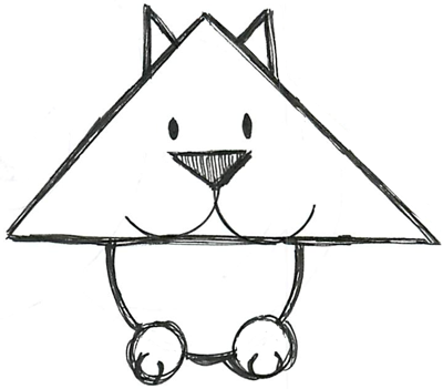 How to Draw a Simple Cat with Triangle and Circle : Drawing Lesson for Preschoolers