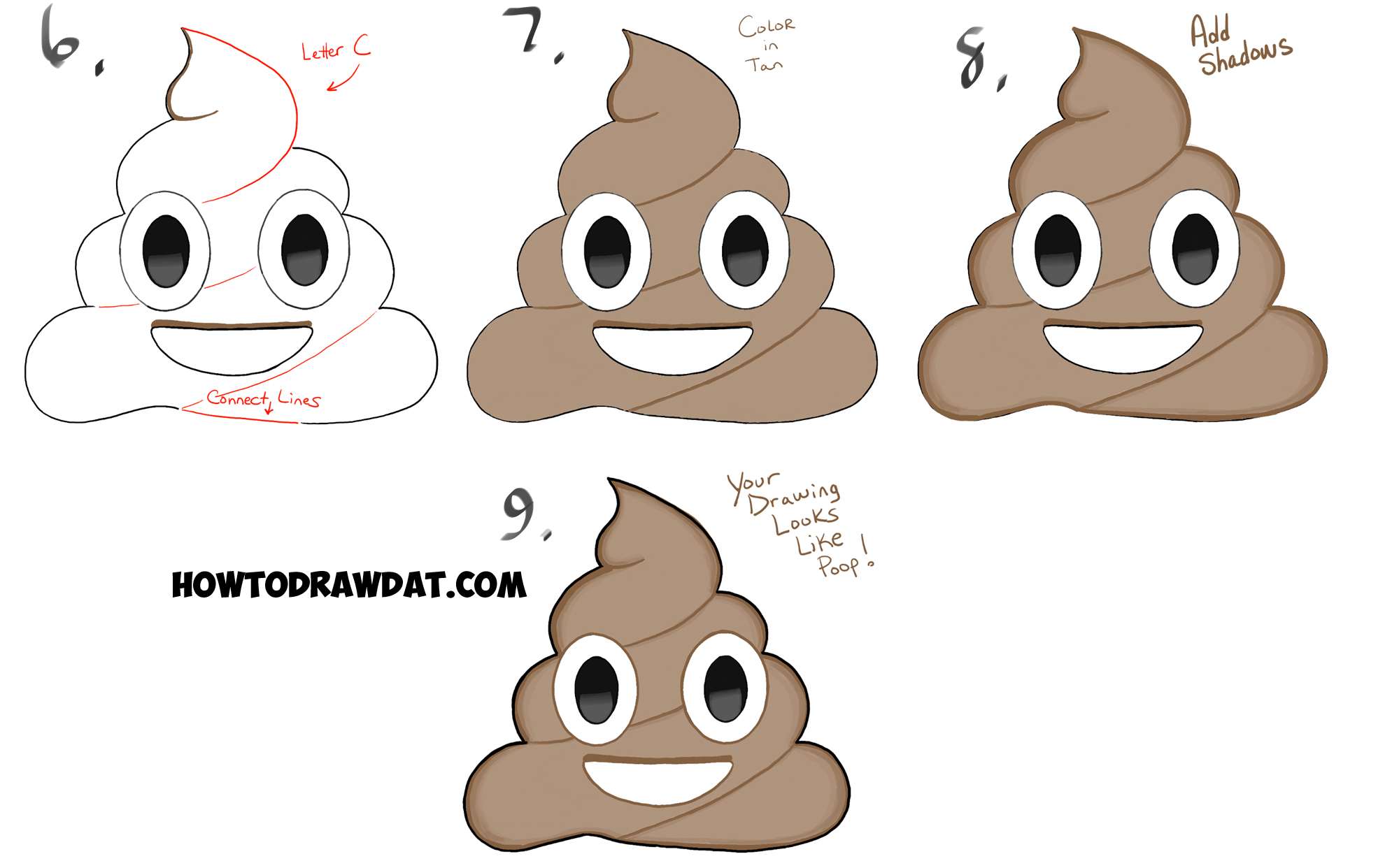 how to draw poop emoji in simple steps for kids
