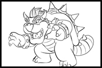 How to Draw Bowser from Super Mario