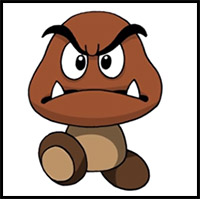 How to Draw Goomba | Super Mario Bros