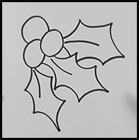 How to Draw Christmas Holly Step-By-Step