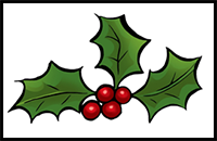 How to Draw Holly Leaves