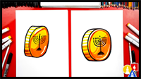 How to Draw a Gelt Chocolate Coin for Hanukkah