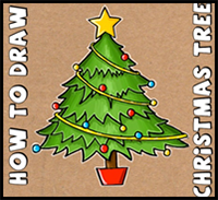 How to Draw a Christmas Tree with Simple Step by Step Tutorial
