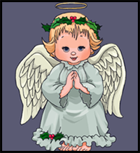 How to Draw a Christmas Angel