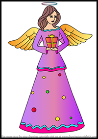 How to Draw Angel with a Gift