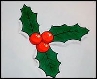 How to Draw Holly for Christmas (Simple Design)
