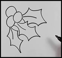 How to Draw Christmas Holly Step-by-Step
