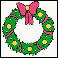 How to Draw a Christmas Wreath