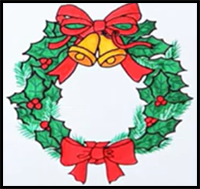How to Draw a Christmas Wreath