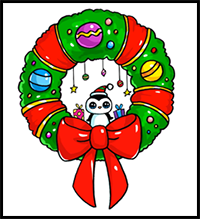 How to Draw a Christmas Wreath and Bow