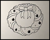 How to Draw Christmas Wreath