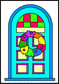 How to Draw Christmas Door