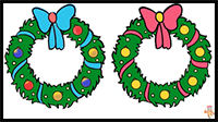 How to Draw a Christmas Wreath