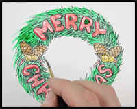 How to Draw a Christmas Wreath