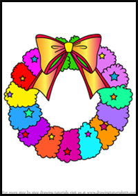 How to Draw Christmas Wreath