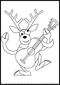 How to Draw a Reindeer with Guitar