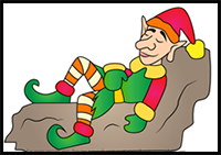 How to Draw Christmas Elf Sleeping