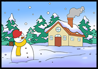 How to Draw a Winter Scenery