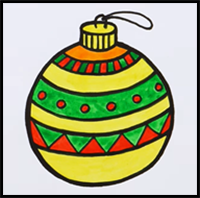How to Draw Christmas Ornament | Super Easy Step-by-Step Tutorial!