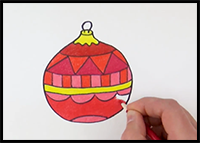 How to Draw Christmas Ball | Christmas Tree Ornament Drawing | Art Tutorial