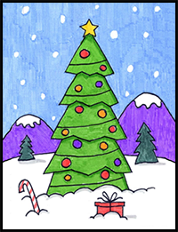 How to Draw a Christmas Tree: Easy Step-by-Step Art Lesson for Kids