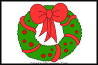 How to Draw a Christmas Wreath Step by Step