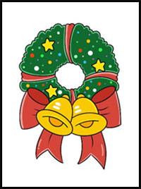 How to Draw a Christmas Wreath Step by Step