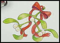 How to Draw Mistletoe for Christmas