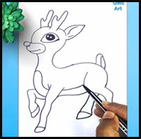How to Draw Rudolph the Red Nosed Reindeer Step by Step Easy