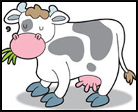 how to draw a cow