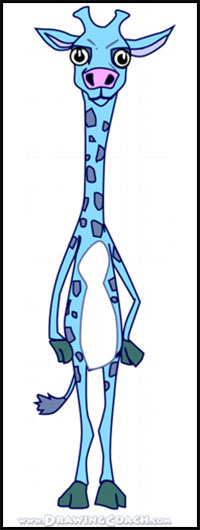 how to draw a cartoon giraffe