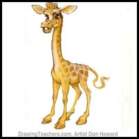 how to draw a cartoon giraffe