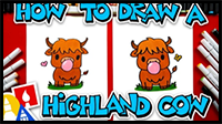 How to Draw a Highland Cow Blowing Bubble Gum Bubble