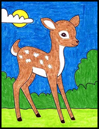 Easy How to Draw a Deer Tutorial and Deer Coloring Page