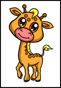 How Easy to Draw a Baby Giraffe with Step by Step Drawings