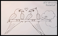 How to Draw Love Birds