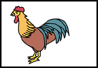 how to draw a rooster