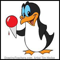 how to draw a cartoon penguin