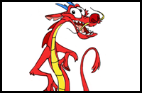How to Draw Mushu Dragon from Mulan with Step by Step Drawing Lesson