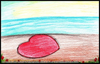 How to Draw Heart on Beach Scene