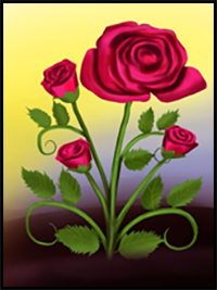 How to Draw a Rose Plant