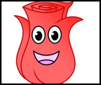 How to Draw a Rose with a Face on It