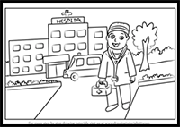 How to Draw a Hospital Building with Doctor