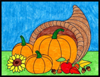 How to Draw a Cornucopia: Easy Step-by-Step Art Lesson for Kids