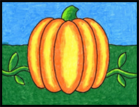Simple Pumpkin Drawing and Crayons