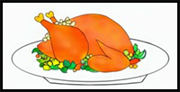 How to Draw a Cooked Turkey