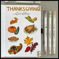 Step by Step Thanksgiving Doodles for your Bullet Journal