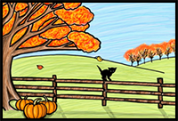 how to draw autumn or fall